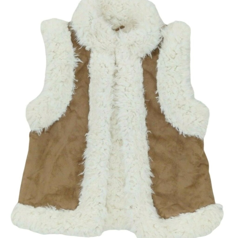 Old Navy Cream and Brown Faux Fur Vest